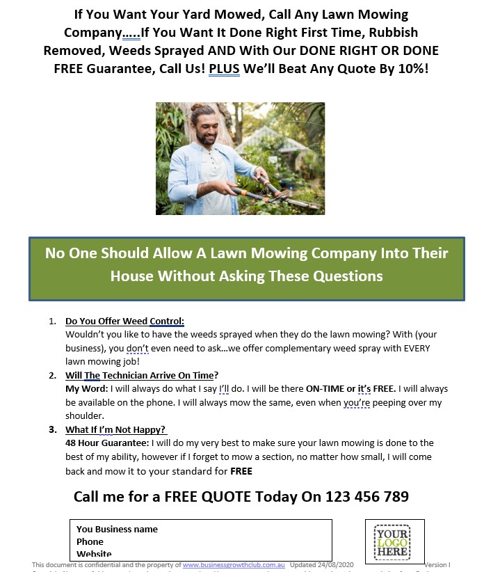 how to generate leads for lawn mowing business flyers