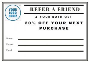 refer a friend referral card for lawn mowing business